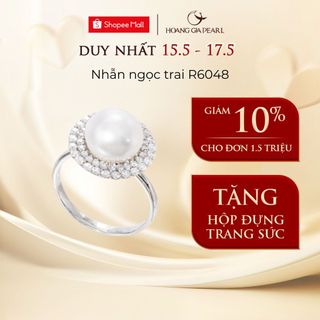 Nhẫn ngọc trai nuôi thiên nhiên nhẫn bạc nữ đính đá CZ cao cấp thanh lịch làm quà tặng Hoàng Gia Pearl R6048