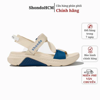 Giày Sandals Nam Nữ Shondo F7 Racing Be Phối Xanh Dương F7R2530