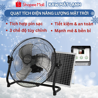 Quạt Tích Điện Năng Lượng Mặt Trời KAW - Tích Điện Cao Cấp Dạng Để Bàn - Động Cơ Bền Bỉ