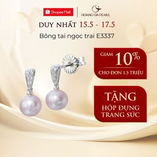Bông tai ngọc trai tự nhiên nuôi, khuyên tai bạc đính ngọc cao cấp Hoàng Gia Pearl E3337