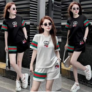 Bộ đồ đùi thể thao thun cotton form rộng logo thêu ms1810