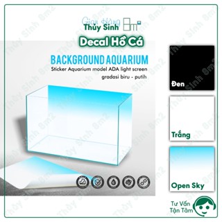 (Dưới 60cm) Tranh Decal Open Sky ADA, Decal Đen, Trắng | Decal Dán Hồ Cá | 8m2