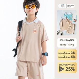 Đồ bộ bé trai size đại Magickids set bộ polo chất thun cá sấu cho bé từ 18 đến 48kg áo thun ngắn tay quần short BD24012