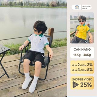 Áo polo bé trai size đại 50kg Magickids áo thun cộc tay cổ bẻ chất thun cá sấu mềm mịn Quần áo trẻ em mùa hè AO24010