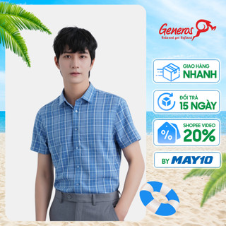 Áo sơ mi nam cộc tay GENEROS AK386 form ôm vừa slimfit mềm mịn đứng dáng ít nhăn