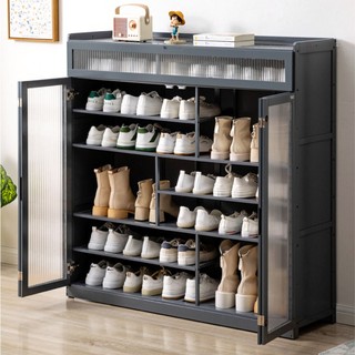 Tủ giày cửa gấp trong suốt độc lạ 1m17 decor phòng khách đẹp - Kệ giày dép, Tủ giày gỗ tre Tủ giày thông minh nhiều ngăn