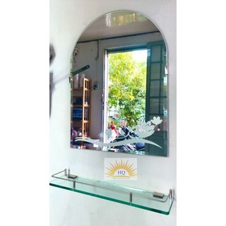 Bộ gương soi KT 45x60 và kệ kiếng KT 12x50cm kèm PK treo