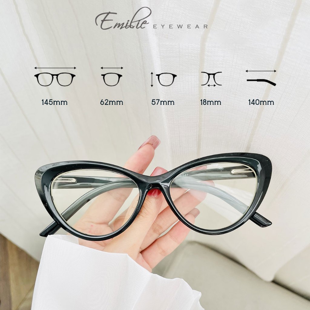 Gọng kính mắt mèo nhựa dẻo siêu bền Kính mắt Emilie 9015