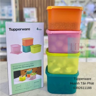 [Xả kho Tết] Tupperware 💕Freeship💕Bộ hộp trữ mát / trữ khô Colorful Rectangular