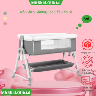 Nôi ghép giường cho bé M&B đa năng tháo rời di động tùy chỉnh độ cao - Bảo hành 2 năm MK23-053