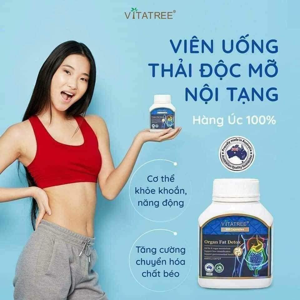 Combo 2 hộp Vitatree Organ Fat Detox hỗ trợ giảm cân thanh lọc cơ thể và ngăn ngừa tích tụ mô mỡ hộp 60 viên