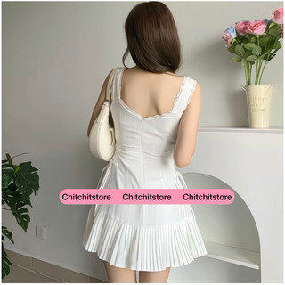 Đầm trắng đan dây 2 bên - Chitchitstore