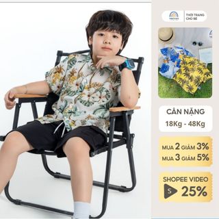 Áo sơ mi ngắn tay đi biển bé trai Magickids chất tơ đũi  Đồ đi biển cho bé mềm mại, thoáng mát ao20019 Quần áo trẻ em