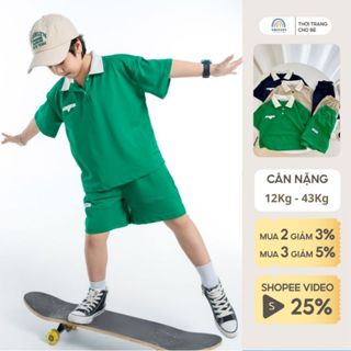 Quần áo trẻ em Đồ bộ bé trai polo cộc tay Magickids áo thun có cổ quần short chất cá sấu thoáng mát mùa hè BR23027