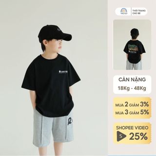 Áo thun bé trai cộc tay size đại 50kg Magickids áo phông cho bé chất cotton thoáng mát Hàn Quốc Quần áo trẻ em AO24016