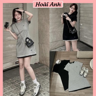 Váy Phông Nữ In Nơ Ngắn Tay Cổ Tròn Phối Viền Đầm Nữ Midi Dáng Chữ A Freesize Co Giãn