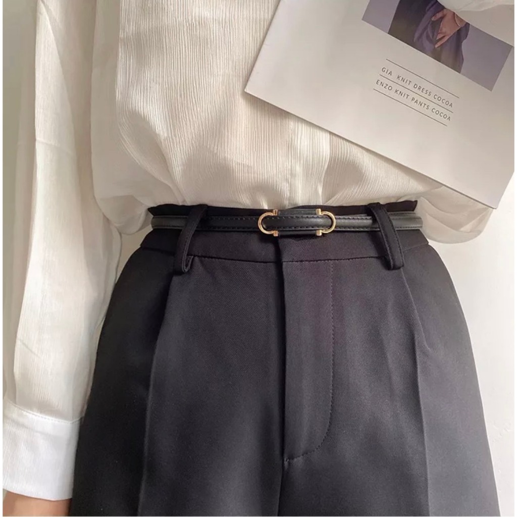 Thắt lưng da đai váy nữ bản nhỏ DV30 OMEGA không lỗ dạng mảnh phối blazer 1cm HN dây nịt đai váy đầm