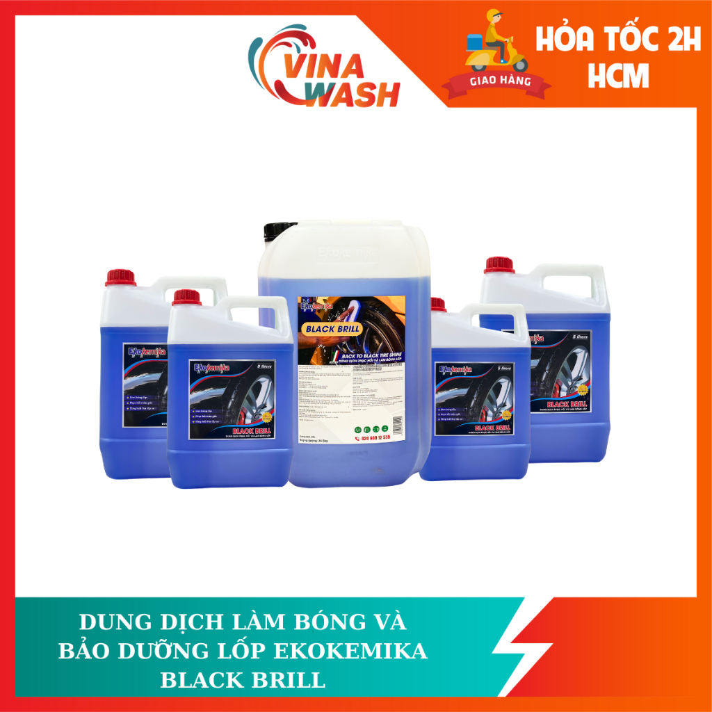 Dung dịch làm Bóng, bảo dưỡng lốp Ekokemika Black Brill can 22L