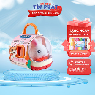 Đồ chơi chăm sóc thú cưng, lồng thỏ bông, mèo bông, chó bông biết đi, kêu, vẫy đuôi, balo chó bông