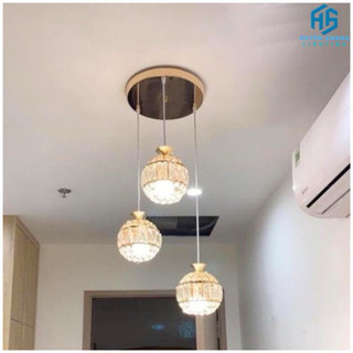 Đèn thả trang trí,đèn thả bàn ăn 3 bóng pha lê cao cấp phù hợp nhiều không gian_ đèn led trang trí