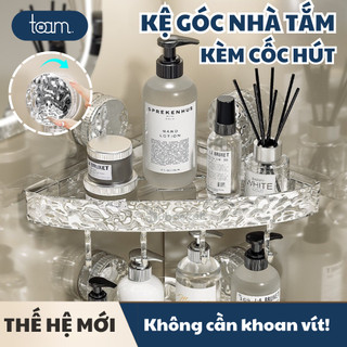 Kệ Góc Nhà Tắm TOAM Có Cốc Hút Chân Không Chắc Chắn, Kệ Để Đồ Nhà Tắm, Nhà Bếp Trong Suốt Chịu Lực Tốt Có Móc Treo