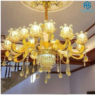 Đèn chùm đèn chùm thả trần cổ điển chao hoa ly 461/15 sang trọng trang trí phòng ngủ phòng khách_đèn led trang trí