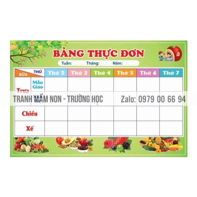 Bảng Thực Đơn BEP-031