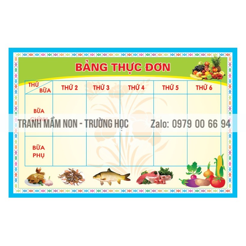BẢNG THỰC ĐƠN - BEP021