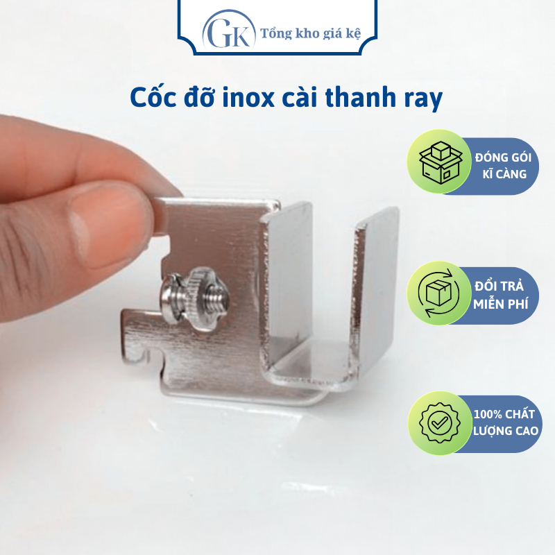 Cốc Đỡ Inox Cài Thanh Ray Chống Gỉ Sét Trầy Xước MD10/MD11
