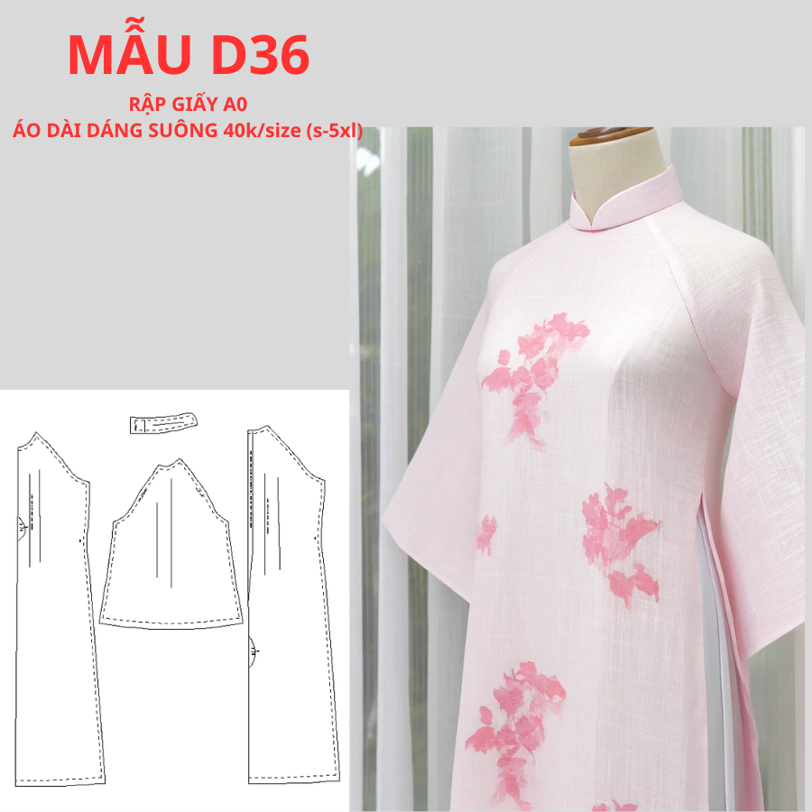 RẬP GIẤY A0 ÁO DÀI DÁNG SUÔNG-D36