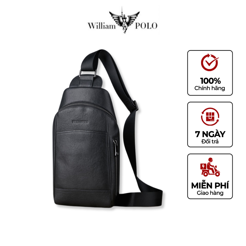 Túi đeo chéo Williampolo , chất liệu da bò nguyên tấm - POLO203076