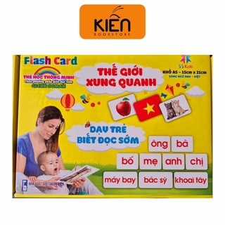 Thẻ học Thông Minh Flashcard Thế Giới Xung Quanh Khổ A5 - Song Ngữ Anh Việt Phương Pháp Glenn Doman - Nhà Sách Kiến