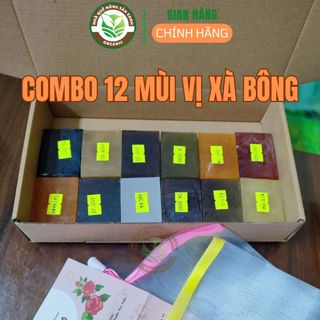Combo trải nghiệm 10 vị đến 12 vị xà bông htx sinh dược, xà phòng thảo dược 100% thiên nhiên, tặng kèm túi lưới