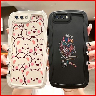 Ốp lưng Iphone 7 Plus/XS/XSM/11 Pro/12 PM/13 PM/14 Pro/15+/...trong cạnh gợn sóng hình Gấu Má Hồng