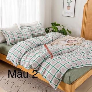 bộ chăn ga gối kẻ xanh lá