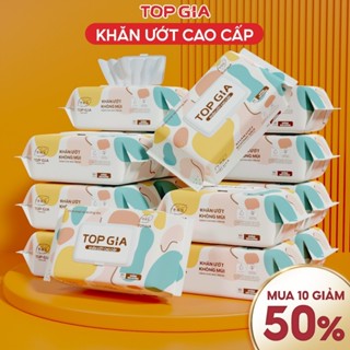 Thùng 10 gói Khăn ướt cao cấp Topgia  mềm mại, Khăn giấy ướt không mùi, an toàn cho mọi làn da