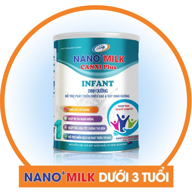 Nano+Milk Canxi dưới 3 tuổi ( Nano+Milk Infant ) hỗ trợ tăng chiều cao và suy dinh dưỡng