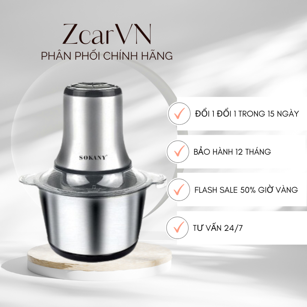 Máy xay thịt SOKANY cối INOX 304 dày dặn, dễ dàng vệ sinh, đảm bảo an toàn vệ sinh thực phẩm - SK7005