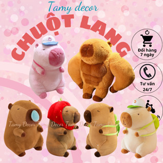  Gấu bông chuột lang nước nâu đeo cặp khổng lồ đáng yêu Tamy decor chuột lang Capybara làm quà tặng cho bé đủ kích thước 