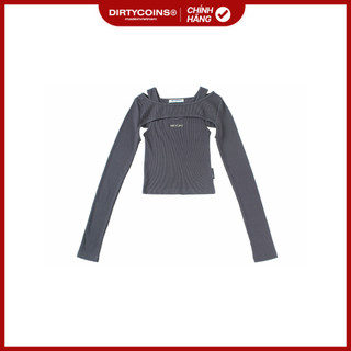 Áo Thun DirtyCoins Ribbed L/S Crop Top - Grey