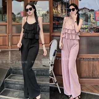 VTP3- Sét bộ thun xốp, áo dây 3 tầng xòe, quần xuông dài