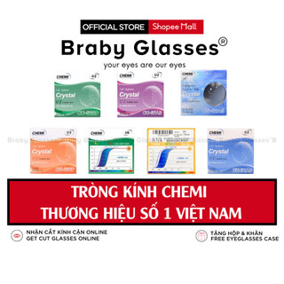 Tròng kính cận,loạn,viễn thị Braby Chemi cao cấp chống tia uv, lọc ánh sáng xanh, đổi màu ra nắngTròng kính cận,loạn,viễ