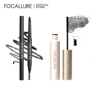  FOCALLURE Bút Kẻ Chân Mày Chống Thấm Nước Bền Màu + Mascara Chuốt Mi Dài Cong 
