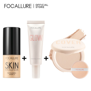 FOCALLURE Combo bộ 3 sản phẩm trang điểm hoàn hảo gồm kem nền + Kem lót #2 + Phấn nén #2