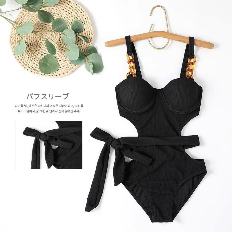 Set bộ đồ bơi áo tắm bikini 2 dây liền thân khoét eo có mút ngực chuẩn form hàng QCCC HMH BKN03 | BigBuy360 - bigbuy360.vn