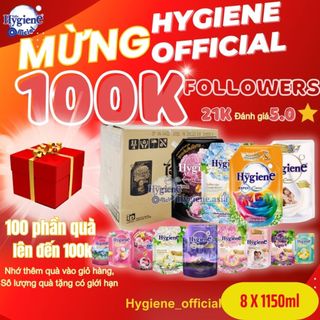 1 Thùng nước xả Hygiene 8 túi 1100ml-1300ml siêu tiết kiệm cùng hygiene Official