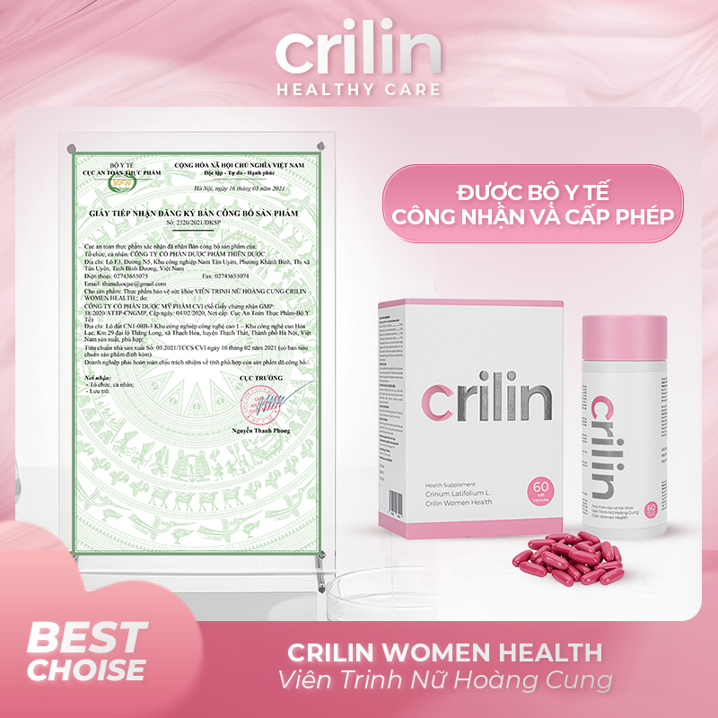 Viên uống Trinh Nữ Hoàng Cung Crilin Women Heatlh giảm u xơ tử cung điều hoà kinh nguyệt cân bằng nội tiết tố hộp 60v