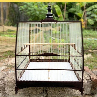Khung lồng chào mào tự ráp khung gỗ mun đuôi công nan cáp quang 21 nan thái đấu , vuông đấu longchim