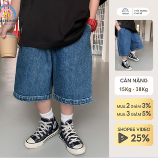 Quần jean đùi bé trai size đại 48kg Magickids quần short bò trơn cạp mặc đi học đi chơi Quần áo trẻ em QN24009