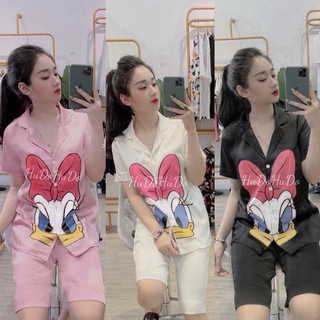 Đồ Bộ Lụa Xước Quần Lửng Vịt Disney Hình Vịt Hot
